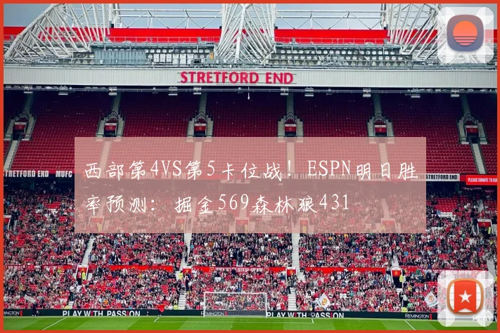西部第4VS第5卡位战！ESPN明日胜率预测：掘金569森林狼431